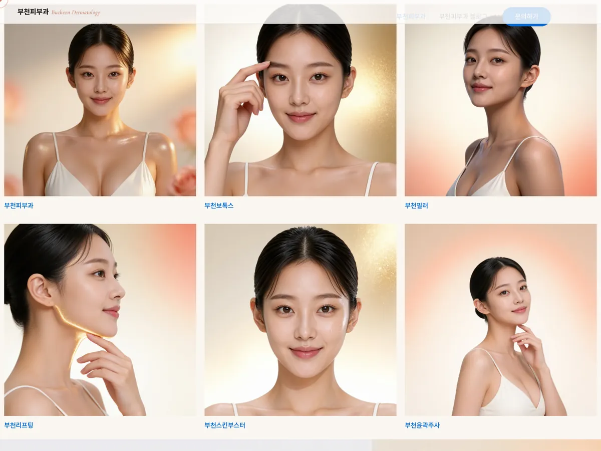 홈페이지 제작 사례 — 부천피부과 데모 디자인 PC 화면